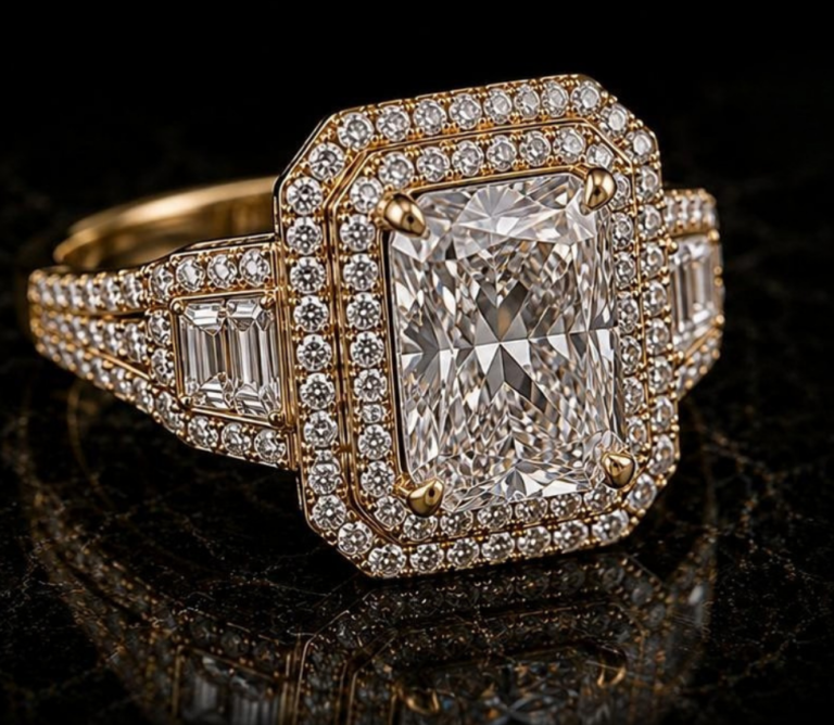 Gold and diamond ring custom made in Miami, FL with the finest materials